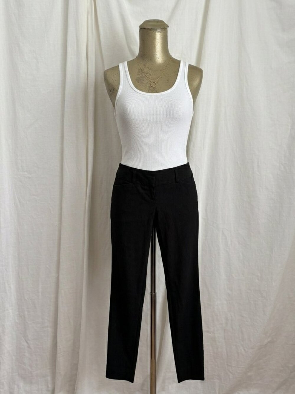 The Limited Exact Stretch Black Pinstripe Pants 2 Slim Leg Cigarette Skinny